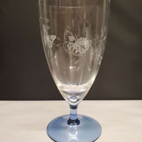 4 Lenox Butterfly Meadow Etched Crystal Glasses Great Condition! - Picture 2 of 13